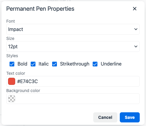 Permanent pen properties