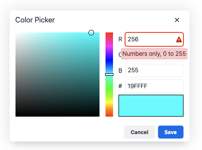 color picker error rbg